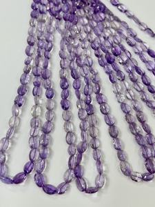 Cuentas de forma ovalada de 8x10mm facetadas de cuarzo sombreado Natural AAA, hebra de 14 pulgadas para hacer joyas, cuentas de piedra - Product Image 3