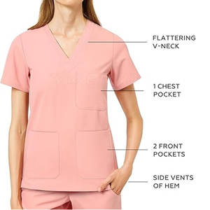 Conjunto de Uniformes Médicos para Mujer, Ajuste Cómodo, Duradero, de Lona de Algodón y Poliéster, Uniforme de Enfermera con Detección de Agujas para Hospital y Clínica - Product Image 3