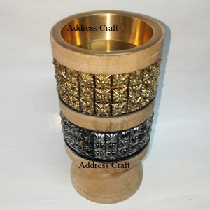 Logo personnalisé Moderne Luxe Décor À La Maison En Bois Mubkhar Brûleur D'encens Indien À La Main En Bois En Laiton Oud Brûleur Ramadan Bakhoor Brûleur - Product Image 1