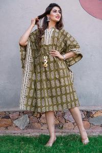 Vêtements de plage en coton imprimé grande taille, Kaftan à manches trois-quarts, prix de gros - Product Image 4