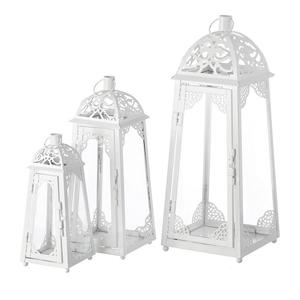 Juego de tres farolillos marroquíes, portavelas decorativo hecho a mano de Color blanco, FAROL DE Metal decorativo clásico y elegante - Product Image 1