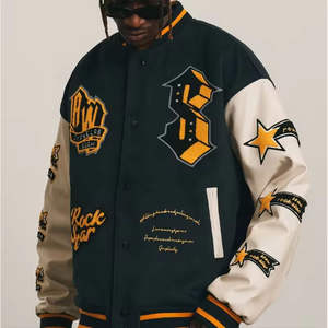 แจ็คเก็ตเบสบอลสำหรับผู้ชาย สไตล์วินเทจ สำหรับโรงเรียน/วิทยาลัย  แบบสั่งทำพิเศษ ขายส่ง ผลิตจากโพลีเอสเตอร์ 100% - Product Image 1