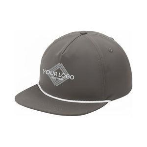 Gorra Snapback de 5 paneles estructurada de bajos impuestos, gorra deportiva de cuerda con logotipo bordado personalizado de ala plana, OEM ODM para gorras de viaje al aire libre de Hip Hop - Product Image 4