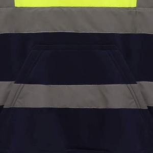 Seguridad vial de alta calidad reflectante seguridad ropa de trabajo cremallera chaqueta con capucha hombres seguridad manga larga construcción sudaderas con capucha - Product Image 5