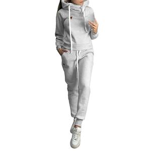 เสื้อกันหนาวลำลองแฟชั่นพิมพ์ลายตัวอักษรสำหรับผู้หญิงเสื้อกันหนาวกีฬาสองชิ้นพร้อมกางเกงมีกระเป๋า - Product Image 4