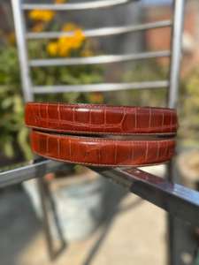 Ceinture décontractée en cuir de vachette véritable marron avec boucle à ardillon de style western, broderie personnalisable, largeur 3,5 cm, longueur 120 cm - Product Image 2