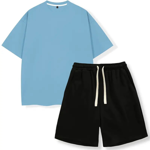 Nouvel arrivage de vêtements de sport pour hommes ensembles de chemises et shorts décontracté 100% coton ensembles d'été léger surdimensionné deux pièces ensembles de vêtements - Product Image 2