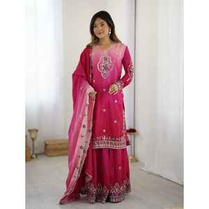 ผ้าชีฟองผ้าแชร์ราพาลาซโซผ้าไหมผ้าชีฟองปักลายลำดับงานดีไซน์ใหม่สำหรับเทศกาลเปิดตัว - Product Image 1