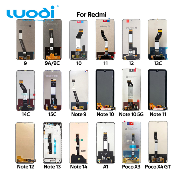 Original AMOLED LCD Touch Screen for Redmi 9A 9C 10 12 13C 14C 15C Note 11 12 13 14 A1 PocoX3 X4 GT With Frame 1 Year Warranty