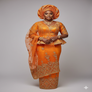 Tissu George nigérian élégant pour mariée, avec dentelle fantaisie perlée et à sequins, pour tenues traditionnelles de mariage Aso Ebi, 120 GSM, pour filles - Product Image 4