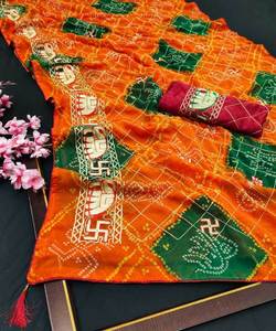 Trắng Dựa Bầu Trời Màu Xanh Thêu Saree Với Ren Biên Giới Và Tussle Bollywood Phong Cách Mới Nhất Đảng Mặc Đám Cưới Lụa Sari & Áo Apparelgarment - Product Image 3