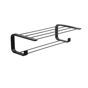 Estante de Baño Plegable de Aluminio Negro, Soportes de Pared para Toallas de Baño, Colgadores de Baño, Tiras para Toallas Sin Perforaciones - Product Image 4