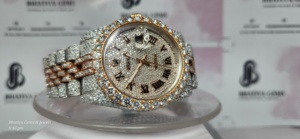 Reloj de pulsera de acero inoxidable hecho a mano con VVS Moissanite Diamond Quartz Reloj de moda para hombre Iced Out - Product Image 2