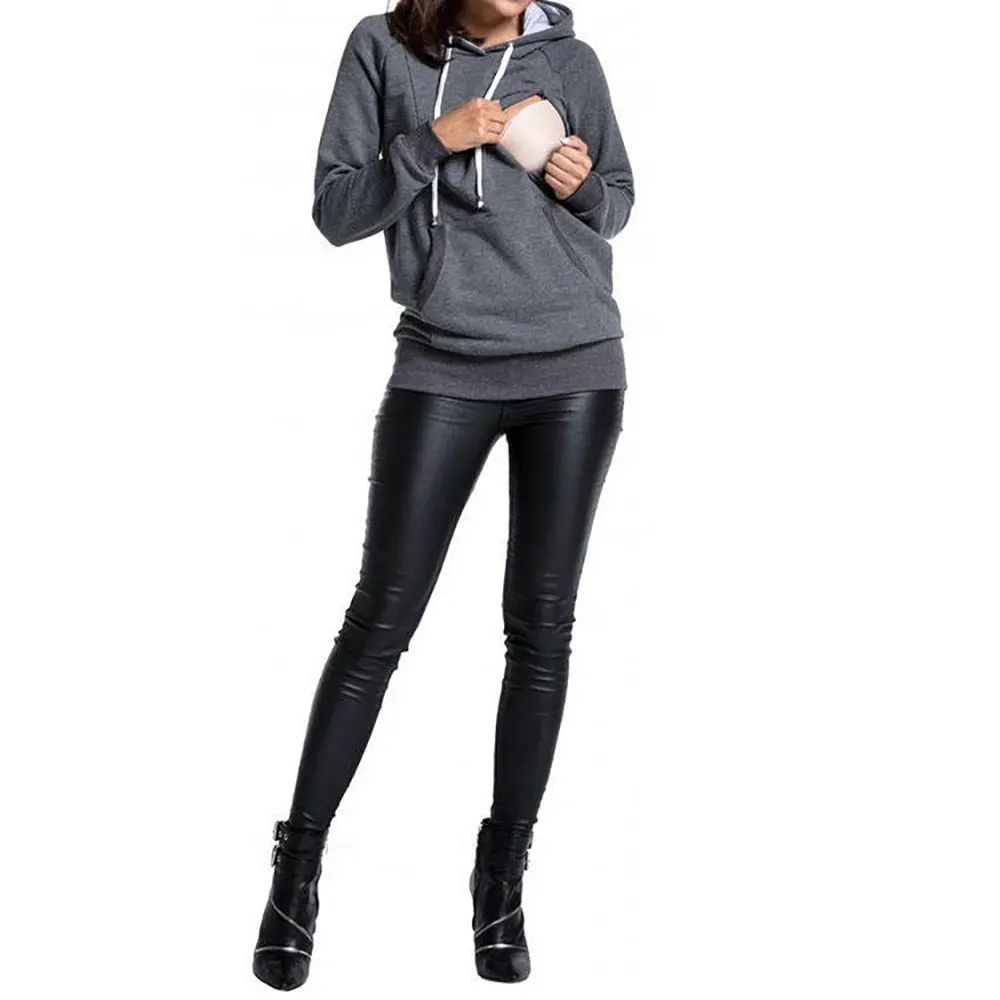 Pregnant sport hoodie maternity clothing zip up warn outer wear top wholesale training cotton hoodie