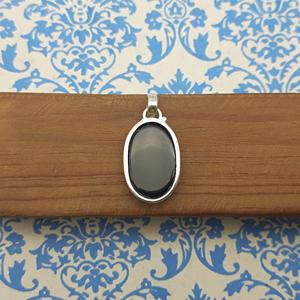 925 plata esterlina sólida elegante sobrio encanto colgante elegante bisel ajuste forma ovalada Natural negro ónix piedra preciosa 925 sello - Product Image 2