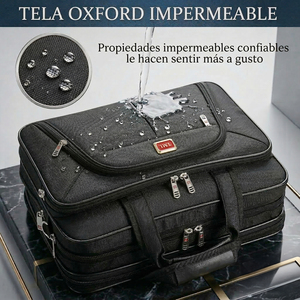 Borsa Portadocumenti Impermeabile in Tessuto Oxford da 15,6 Pollici, Valigetta Grande Casual di Lusso per Uomo con Cerniera in Pelle PU per Lavoro - Product Image 3