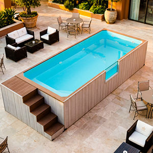 Villa de luxe Panneau acrylique en fibre de verre WPC Piscine extérieure hors sol SPA Piscina avec finition en bois pour jardin - Product Image 2