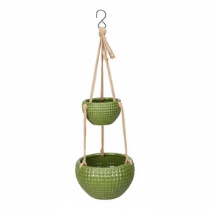 Juego de 2 Macetas Colgantes de Metal Azul Vintage, Forma Geométrica de Diamante y Ovalada, para Interiores y Exteriores, para Plantas Suculentas, de Techo y Pared - Product Image 4