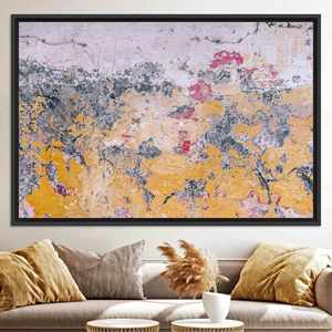 Toile de plâtre vintage : Impression d'art mural abstrait en verre trempé, TOILE ENCADRÉE NOIRE - Product Image 1