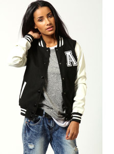 Chaquetas bordadas personalizadas para mujer con cuello levantado y logotipos de chenilla Diseño de retazos en SAMMY WEARS - Product Image 3