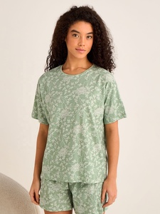 Pijamas de Satén de Algodón para Mujer, Nuevas, de Manga Corta, Cuello en V, con Bolsillo Frontal y Logotipo, Cómodas, Conjunto de Dos Piezas, Transpirables - Product Image 2