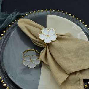 Anneau de serviette au Design de fleurs dorées fraîches, finition plaquée, décoration intérieure, hôtel et Restaurant, porte-serviette au Design de Table - Product Image 4