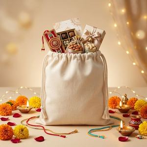 Sacs à cordon en coton sérigraphié 150 GSM, 5x7 pouces, pour bracelets, huiles essentielles, montres, perruques et artisanat - Product Image 1