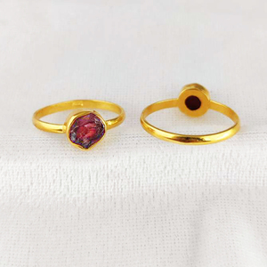 Raw Garnet Birthstone <b>Ring</b> Gold Vermeil Gemstone <b>Ring</b> Collate <b>Set</b> Stone Fine Jewelry for Women Jewelry Making Supplies - Product Image 3
