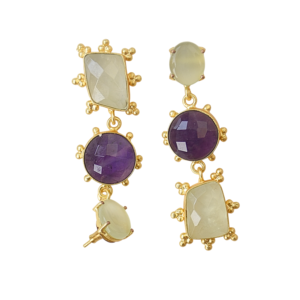 Wholesale Brass Drop <b>Earrings</b> Bulk Raw Natural Stone Design Rhodium Plated Brass Hypoallergenic Safe Wear Premium B2B Ready - Product Image 3