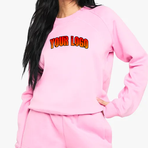เสื้อสเวตเตอร์ผ้าฝ้ายโอเวอร์ไซส์สำหรับสตรีทแบบสวมหัวแขนยาวสีพื้นสำหรับ2025 - Product Image 1