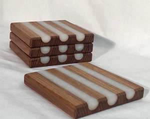 Top qualité personnaliser artistique résine décorative en bois massif thé sous-verre résine coussin isolant sous-verres personnalisés - Product Image 5