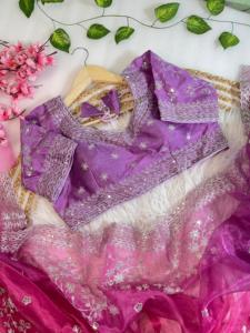 Qualité supérieure Saree Love Designer tenue indienne doux Organza soie Saree broderie lourde travail Design moderne vente chaude - Product Image 6