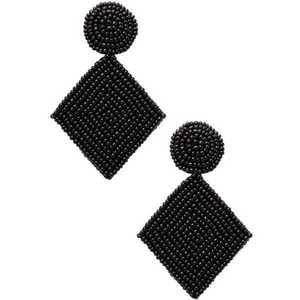 Boucles d'oreilles pendantes en perles noires de luxe brodées à la main avec du luxe de l'Inde Style tendance - Product Image 5