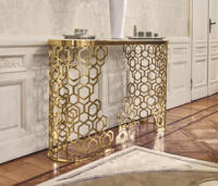 Table console en marbre de style européen moderne, design géométrique, élégante et contemporaine, décoration intérieure pour villa, appartement, salle à manger, bureau à domicile
