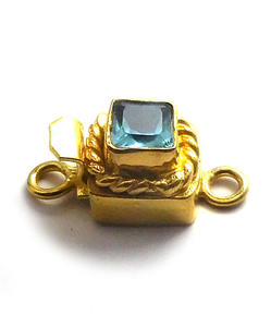 Fermoir de boîte carrée en topaze bleue plaqué or 18 carats 19X10X8MM 1 brin 2 brins 3 brins fermoir de fabrication de bijoux B809 - Product Image 1