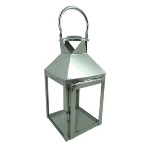 Lanterne acier inoxydable et verre métal décoration design moderne nickel polonais décoration design lanternes maison design d'intérieur - Product Image 3