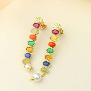 Anokhi Women's Silver Gold Plated Freshwater Pearl Bezel Setting Luxury <b>Stud</b> <b>Earrings</b> for All Occasions - Product Image 4