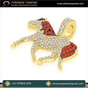 Joyería Fina con Animales, Collar con Colgante de Oro Sólido de 10K con Inicial de Caballo, Diseño Minimalista Único, con Diamante Moissanita, Precio al por Mayor - Product Image 2