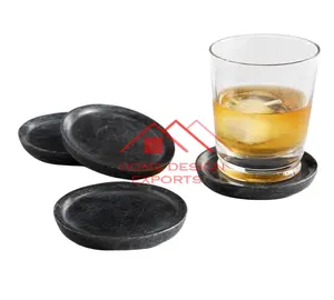 Black Marble Coaster hot Selling Bas Ware Accessories Tabletop Decor Marble Coasters With Customize Logo Accept