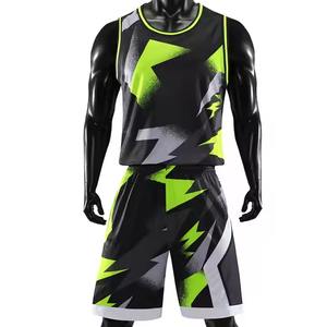 Ensembles de maillots de basket-ball personnalisés en gros, respirants, imprimés par sublimation, 100% polyester, sans manches, unisexe, grande taille, vêtements d'équipe, bas prix - Product Image 5