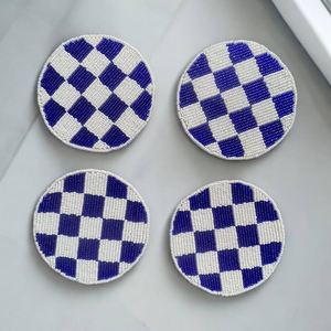 Juego de posavasos de té con cuentas hechas a mano con elegante diseño a cuadros, ideal para Decoración de mesa, regalos, uso diario y estilismo para el hogar - Product Image 3