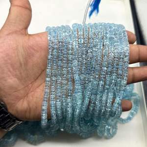 Cuentas Heishi Facetadas de Aguamarina Natural Azul de 4mm a 7mm de Alta Calidad para la Fabricación de Joyas - Product Image 1