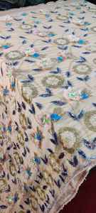 Tela de Red 100% Lino Bordada a Mano con Cuentas, Técnicas de Tejido Ecológicas, Estilo Cruzado Pesado para Tejido de Accesorios - Product Image 3