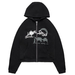 2024 personalizado Puff impresión sudaderas con capucha de manga larga con estampado de letras Zip Up Sudadera con capucha para hombres y mujeres - Product Image 2