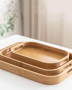Plateau en bois artisanal de qualité supérieure, fabriqué par les meilleurs artisans |   Assiette de service en bois naturel écologique pour la maison, l'hôtel et le restaurant - Product Image 4