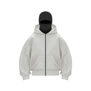 Sweat à capuche Ninja léger et surdimensionné, style streetwear, avec fermeture éclair, pour l'hiver, logo personnalisé, respirant, cagoule - Product Image 3