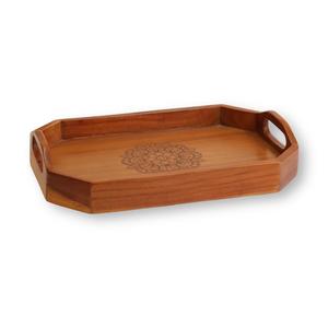 Elegante bandeja de madera multiusos bandeja de servicio para té desayuno decoración mesa de comedor y cocina regalo cestas colección - Product Image 2