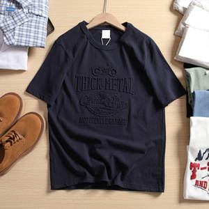 T-shirt pour homme de haute qualité, nouveau design, personnalisé, gaufré, 100% coton, respirant, léger, col rond, gaufré - Product Image 1