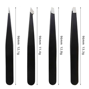 High Quality Stainless Steel Slanted Tip Eyebrow Tweezers Practical Beauty <b>Utility</b> with False Eyelash Clip - Product Image 5