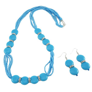 Nuevo Conjunto de Collar Clásico Azul con Cuentas de Resina y Acentos Únicos de Diamantes de Imitación, Collar Multicapa, la Mejor Joyería para Fiestas de Mujer - Product Image 1